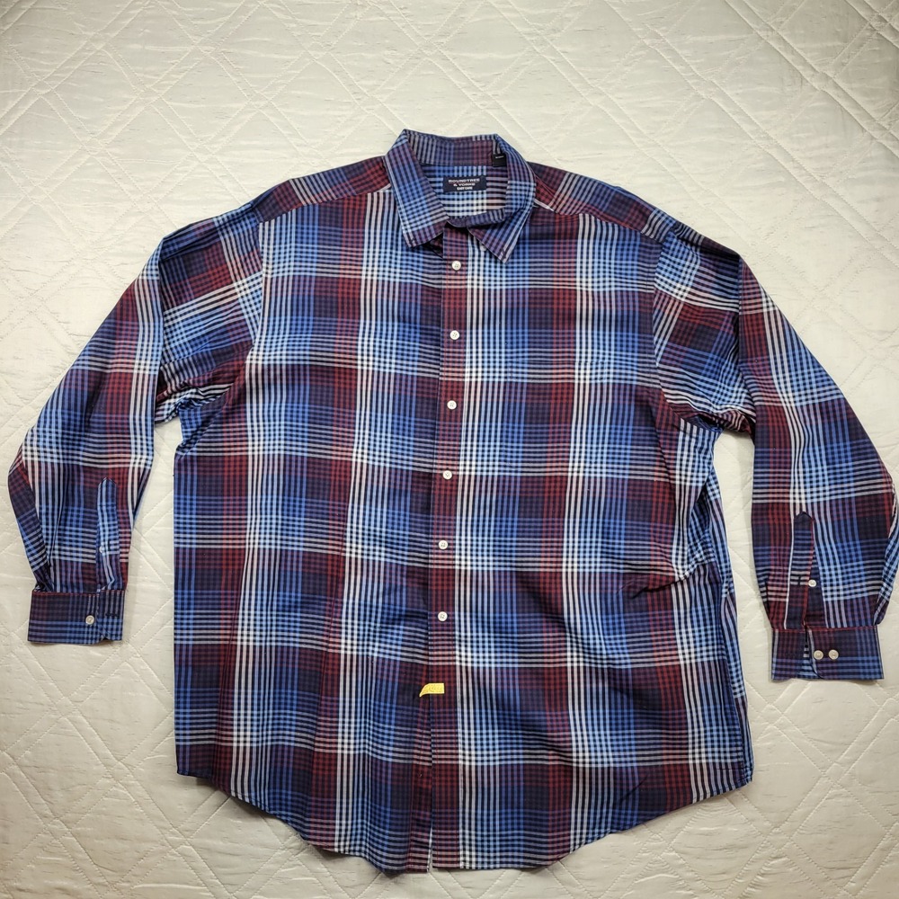 Roundtree & Yorke blue/red plaid long sleeve dress shirt size 3XLT